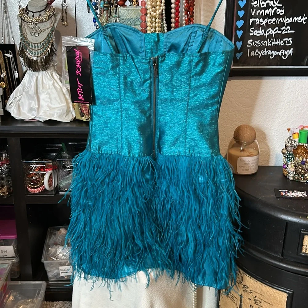 Vintage NWT Betsey Johnson Peacock Feather Dress Size 0 - Picture 2 of 3